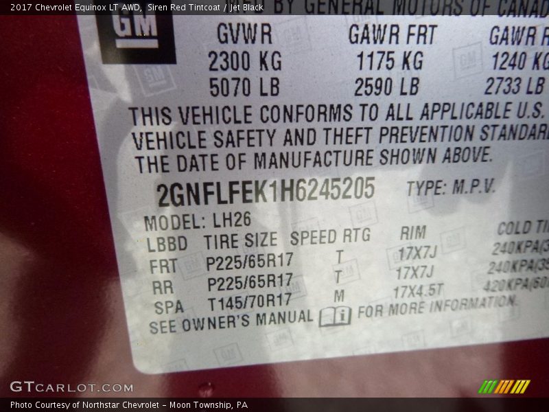 Siren Red Tintcoat / Jet Black 2017 Chevrolet Equinox LT AWD