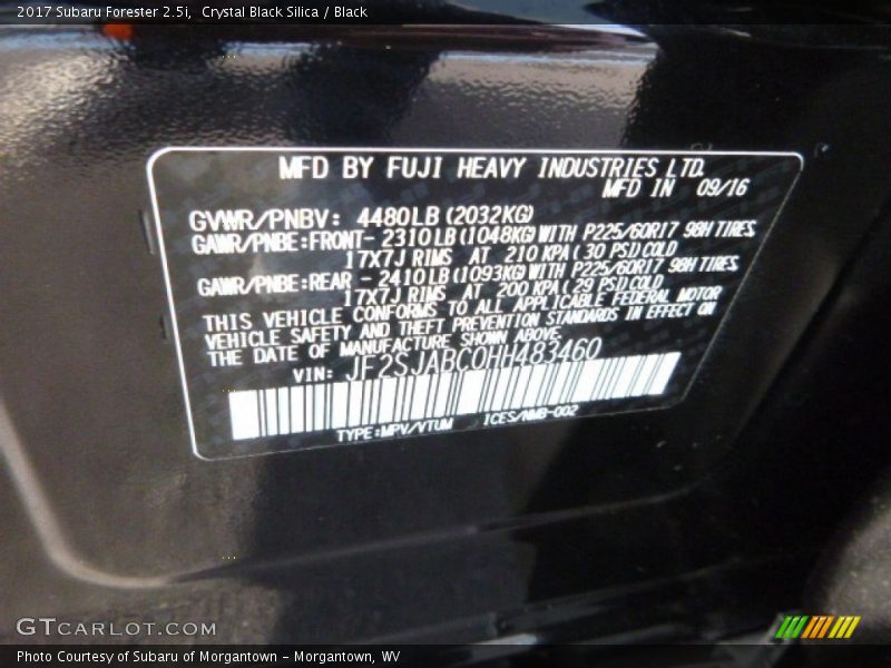 Crystal Black Silica / Black 2017 Subaru Forester 2.5i