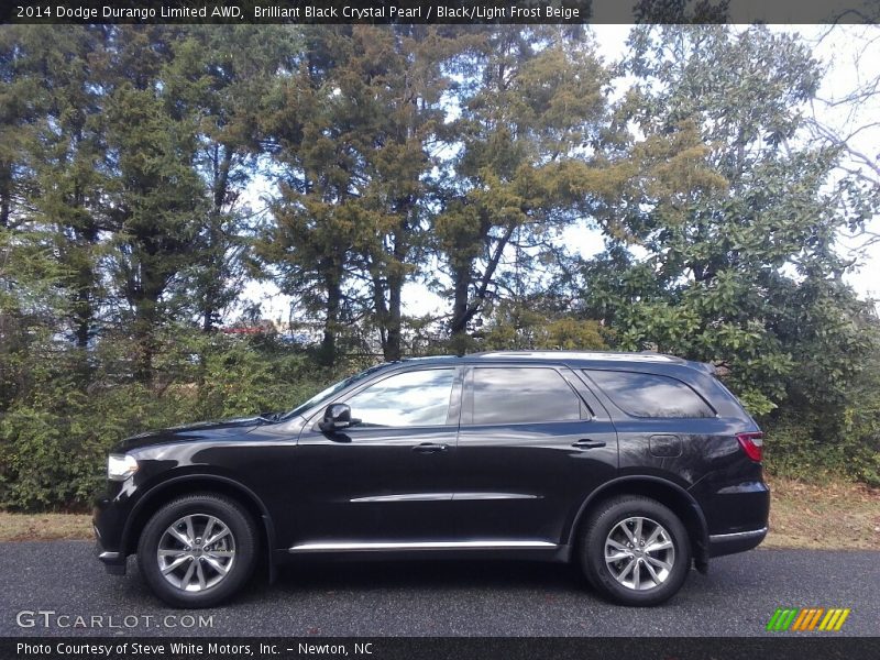Brilliant Black Crystal Pearl / Black/Light Frost Beige 2014 Dodge Durango Limited AWD