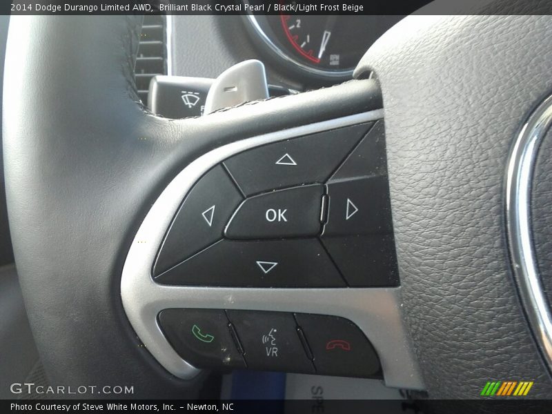 Brilliant Black Crystal Pearl / Black/Light Frost Beige 2014 Dodge Durango Limited AWD
