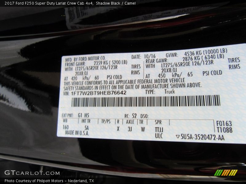 Shadow Black / Camel 2017 Ford F250 Super Duty Lariat Crew Cab 4x4