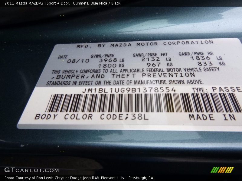 Gunmetal Blue Mica / Black 2011 Mazda MAZDA3 i Sport 4 Door