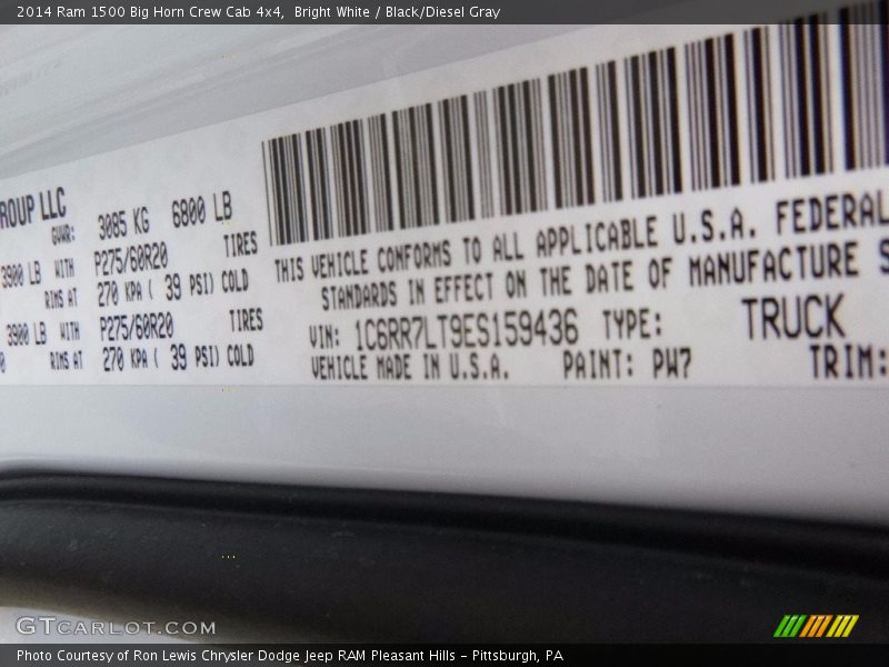 Bright White / Black/Diesel Gray 2014 Ram 1500 Big Horn Crew Cab 4x4