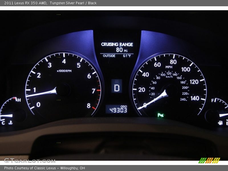 Tungsten Silver Pearl / Black 2011 Lexus RX 350 AWD
