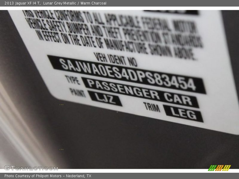 Lunar Grey Metallic / Warm Charcoal 2013 Jaguar XF I4 T