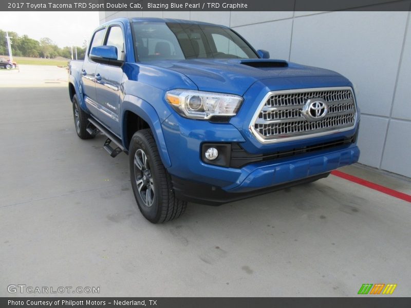 Blazing Blue Pearl / TRD Graphite 2017 Toyota Tacoma TRD Sport Double Cab