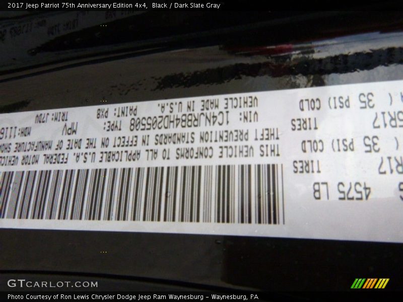Black / Dark Slate Gray 2017 Jeep Patriot 75th Anniversary Edition 4x4