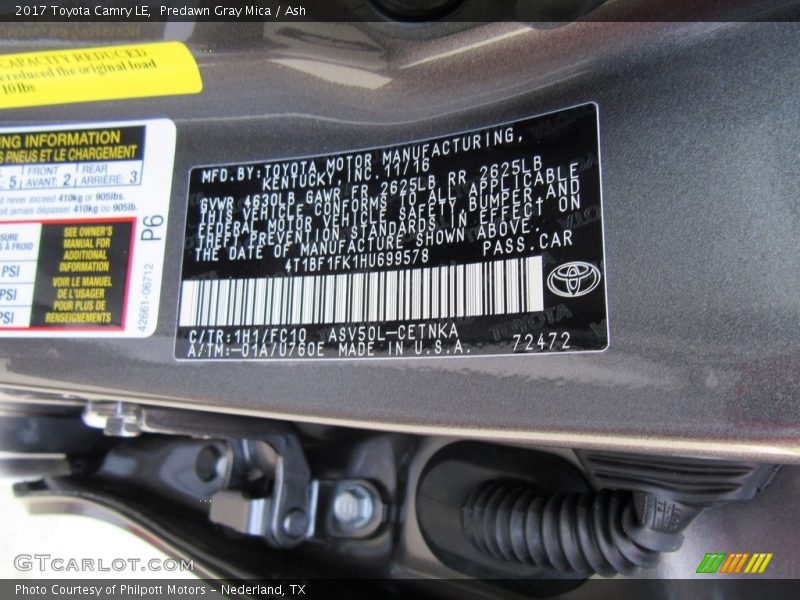 Predawn Gray Mica / Ash 2017 Toyota Camry LE