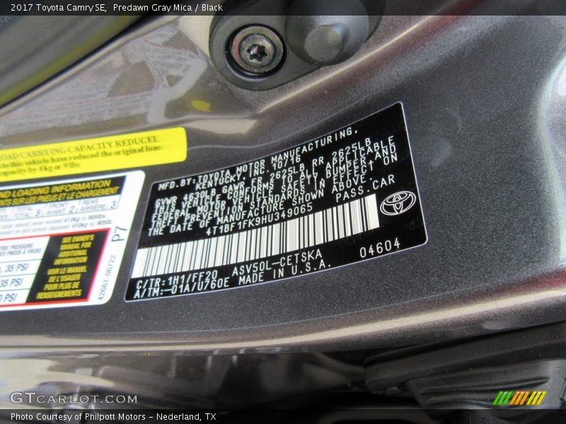 Predawn Gray Mica / Black 2017 Toyota Camry SE