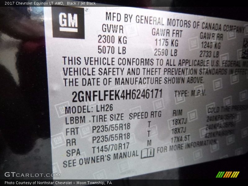 Black / Jet Black 2017 Chevrolet Equinox LT AWD