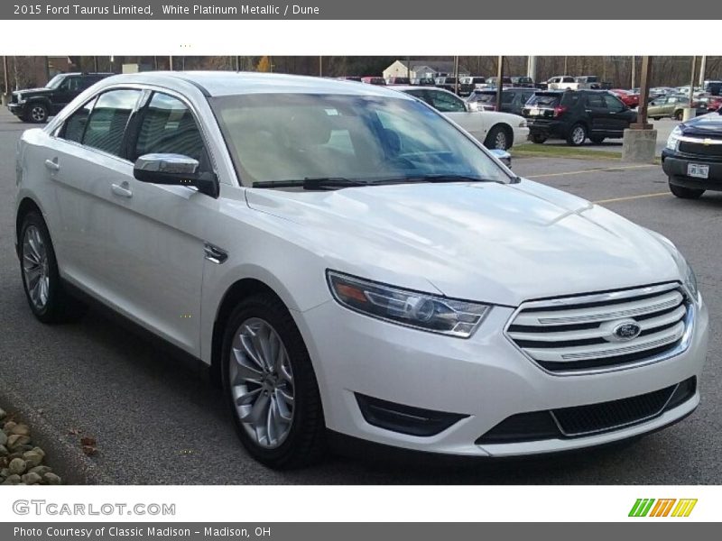 White Platinum Metallic / Dune 2015 Ford Taurus Limited