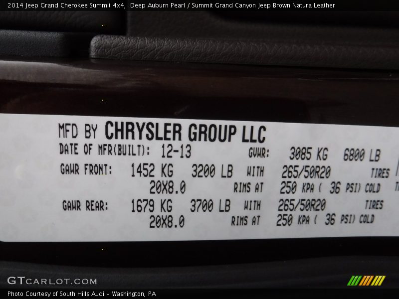 Deep Auburn Pearl / Summit Grand Canyon Jeep Brown Natura Leather 2014 Jeep Grand Cherokee Summit 4x4