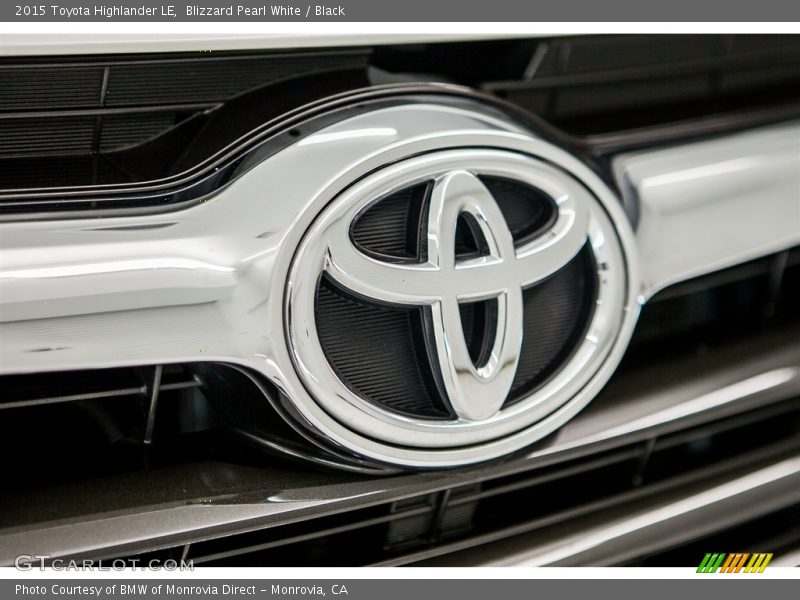 Blizzard Pearl White / Black 2015 Toyota Highlander LE