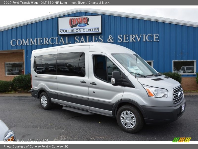 Ingot Silver / Charcoal Black 2017 Ford Transit Wagon XLT 350 MR Long