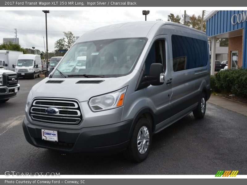 Ingot Silver / Charcoal Black 2017 Ford Transit Wagon XLT 350 MR Long