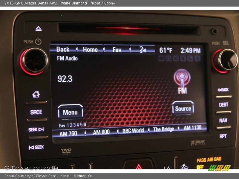 White Diamond Tricoat / Ebony 2015 GMC Acadia Denali AWD