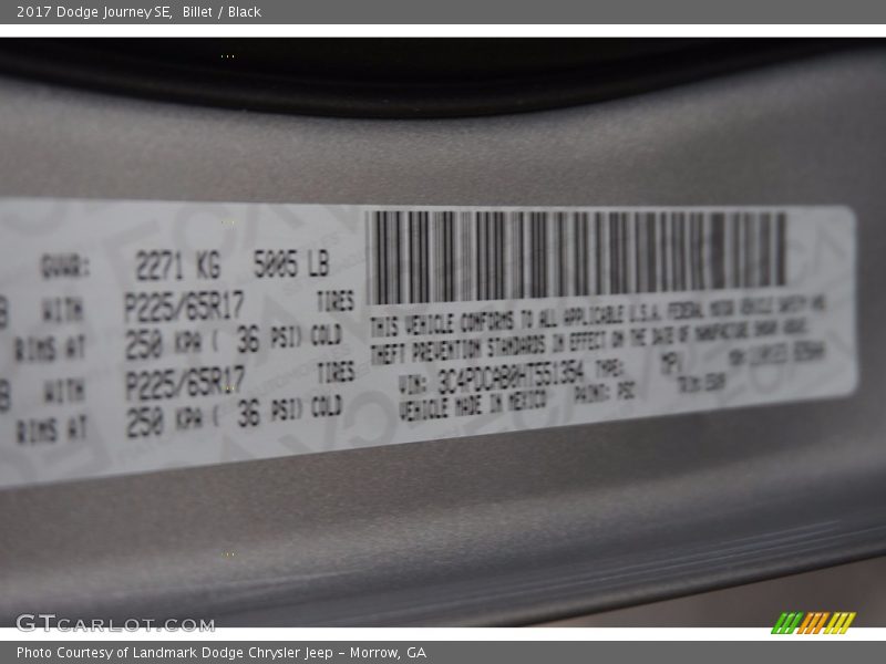 Billet / Black 2017 Dodge Journey SE