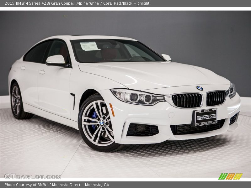 Alpine White / Coral Red/Black Highlight 2015 BMW 4 Series 428i Gran Coupe