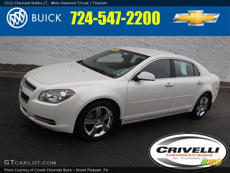 White Diamond Tricoat / Titanium 2012 Chevrolet Malibu LT