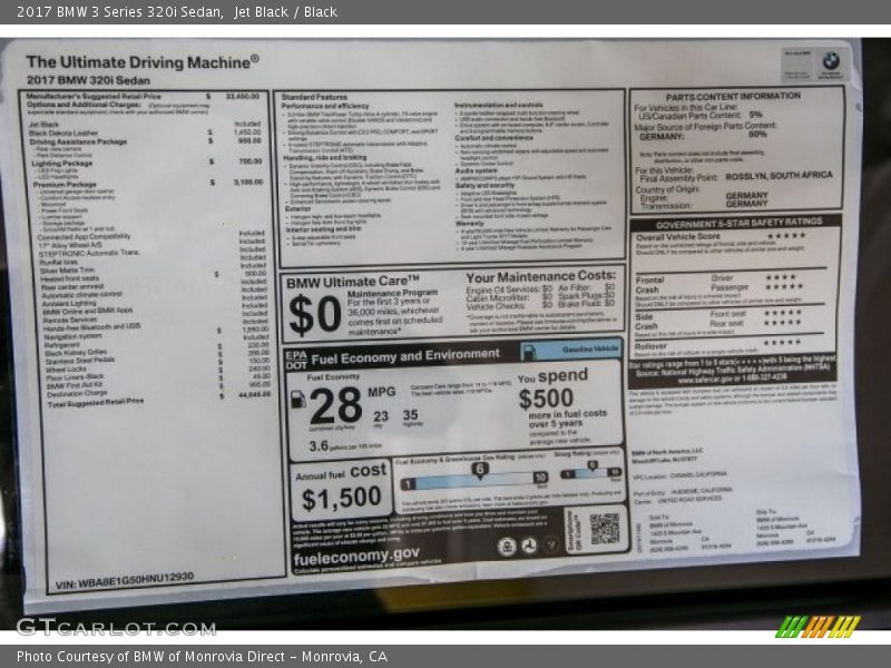 Jet Black / Black 2017 BMW 3 Series 320i Sedan