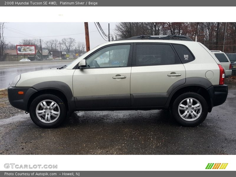 Platinum Silver / Beige 2008 Hyundai Tucson SE 4WD