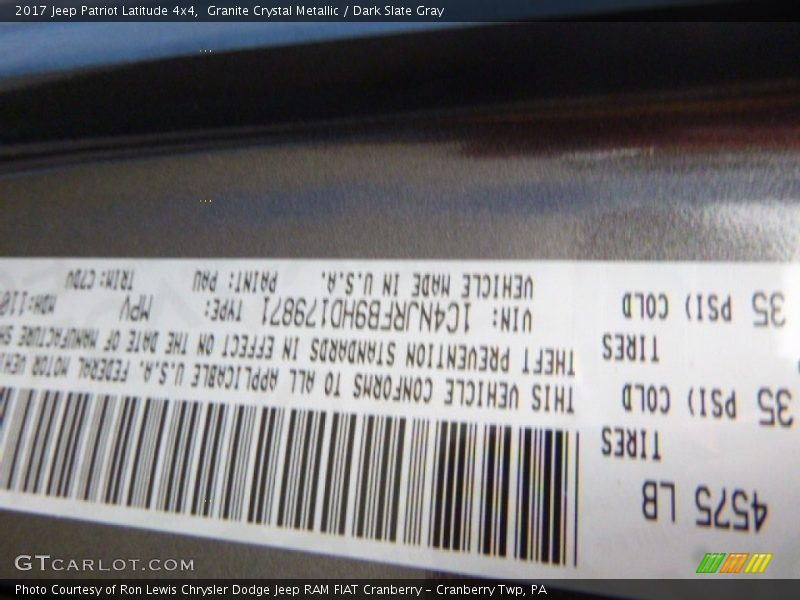 Granite Crystal Metallic / Dark Slate Gray 2017 Jeep Patriot Latitude 4x4