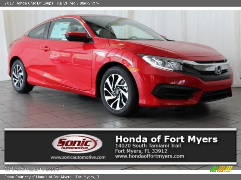 Rallye Red / Black/Ivory 2017 Honda Civic LX Coupe