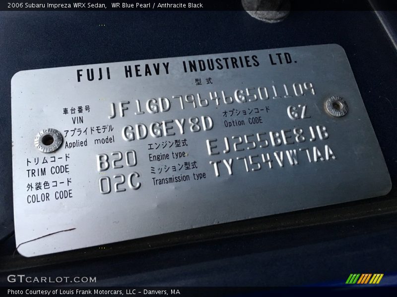 WR Blue Pearl / Anthracite Black 2006 Subaru Impreza WRX Sedan