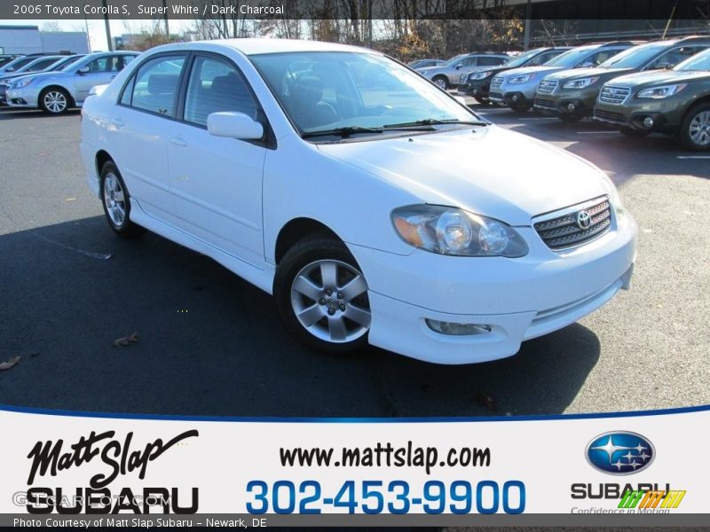 Super White / Dark Charcoal 2006 Toyota Corolla S