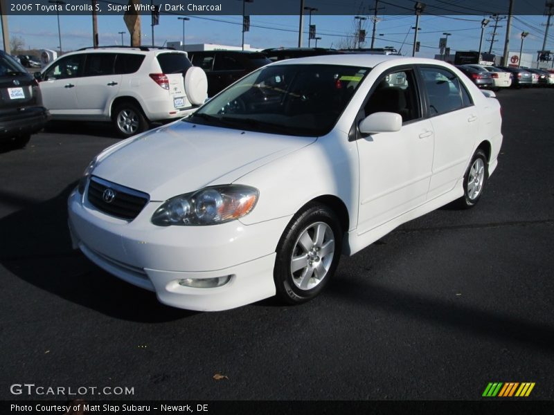 Super White / Dark Charcoal 2006 Toyota Corolla S