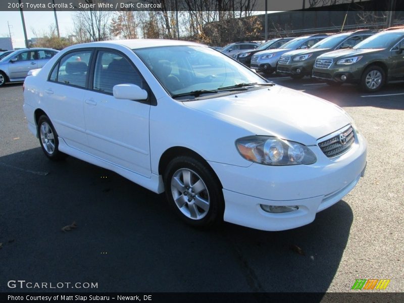 Super White / Dark Charcoal 2006 Toyota Corolla S