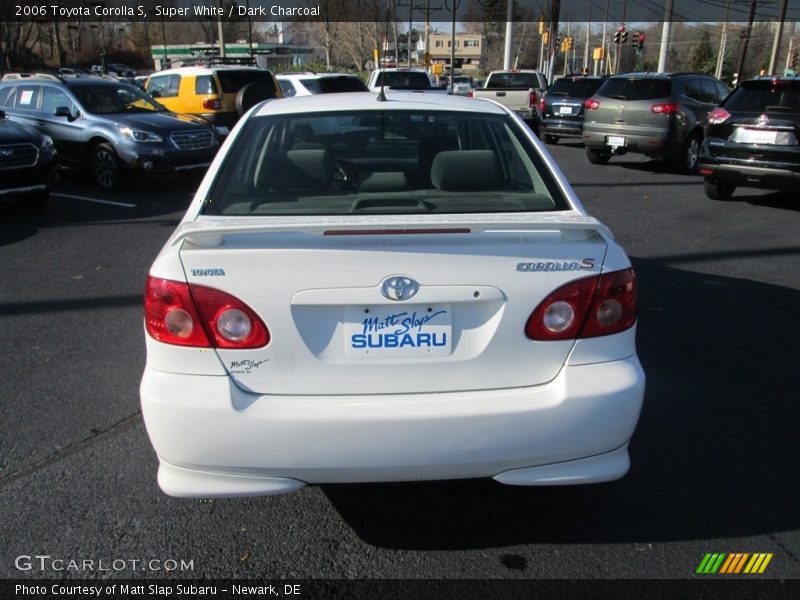 Super White / Dark Charcoal 2006 Toyota Corolla S