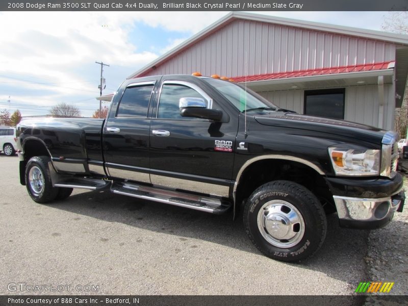 Brilliant Black Crystal Pearl / Medium Slate Gray 2008 Dodge Ram 3500 SLT Quad Cab 4x4 Dually