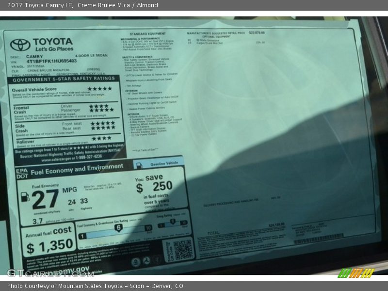 Creme Brulee Mica / Almond 2017 Toyota Camry LE
