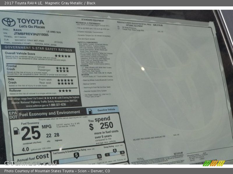 Magnetic Gray Metallic / Black 2017 Toyota RAV4 LE