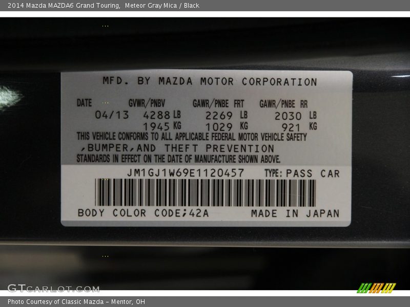 Meteor Gray Mica / Black 2014 Mazda MAZDA6 Grand Touring