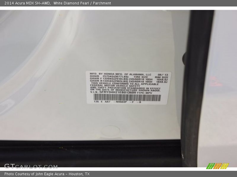 White Diamond Pearl / Parchment 2014 Acura MDX SH-AWD