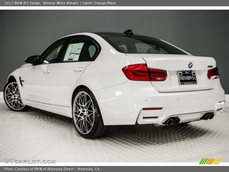 Mineral White Metallic / Sakhir Orange/Black 2017 BMW M3 Sedan