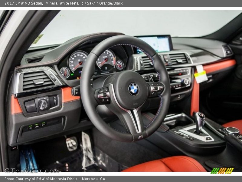 Mineral White Metallic / Sakhir Orange/Black 2017 BMW M3 Sedan