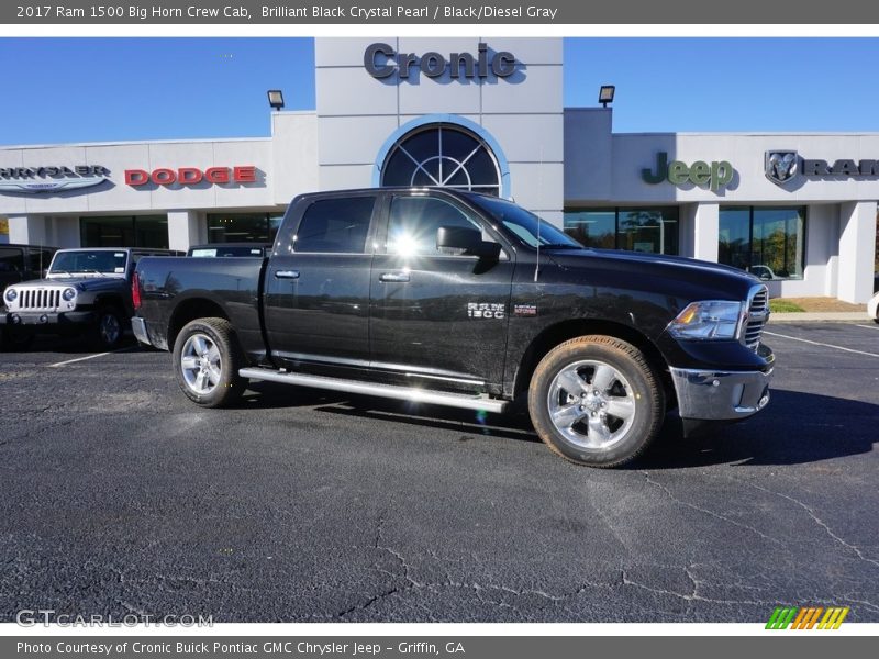 Brilliant Black Crystal Pearl / Black/Diesel Gray 2017 Ram 1500 Big Horn Crew Cab