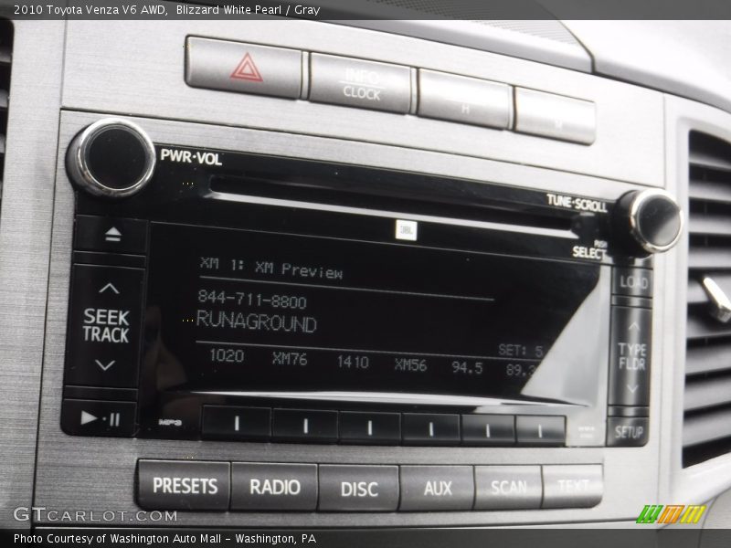 Blizzard White Pearl / Gray 2010 Toyota Venza V6 AWD