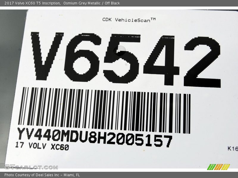 Osmium Grey Metallic / Off Black 2017 Volvo XC60 T5 Inscription