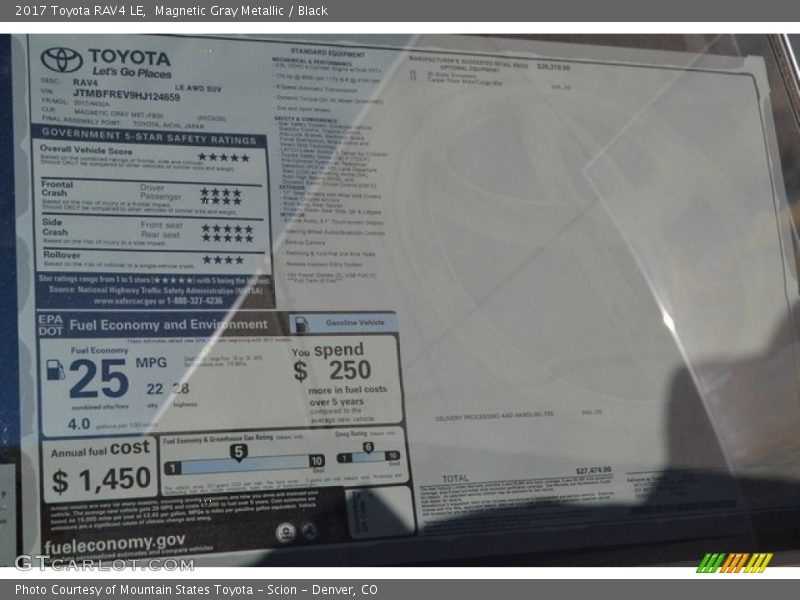 Magnetic Gray Metallic / Black 2017 Toyota RAV4 LE