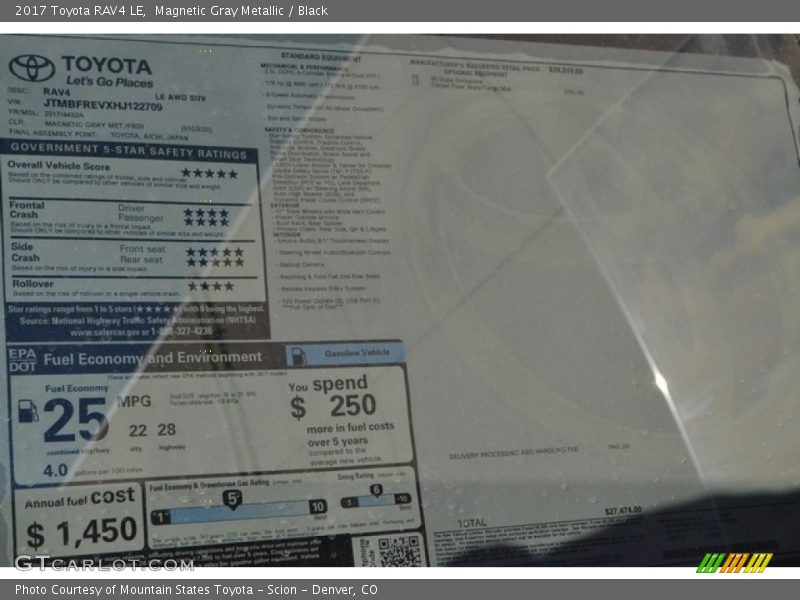 Magnetic Gray Metallic / Black 2017 Toyota RAV4 LE