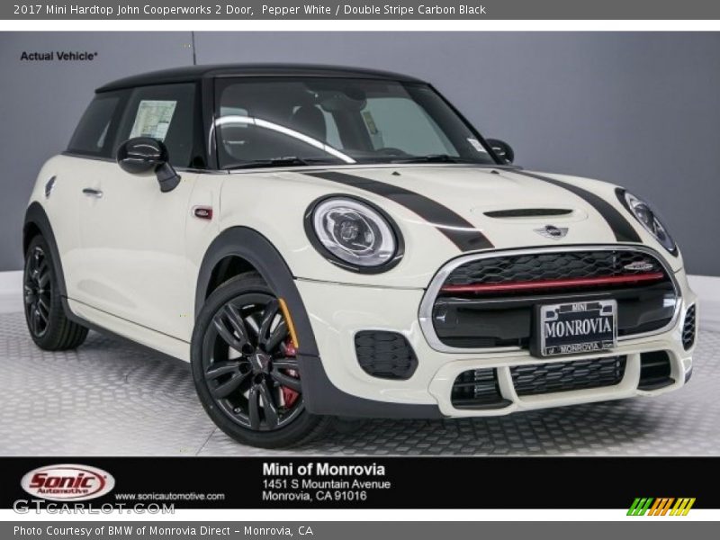 Pepper White / Double Stripe Carbon Black 2017 Mini Hardtop John Cooperworks 2 Door