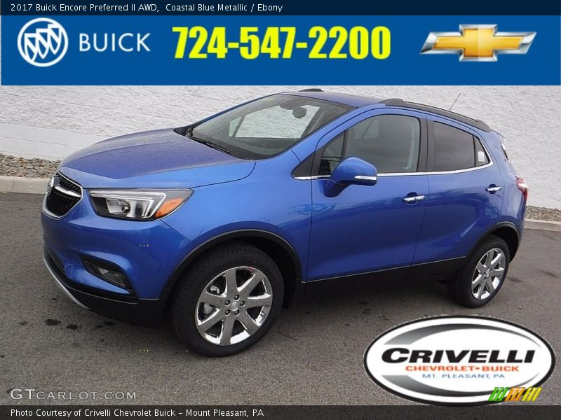Coastal Blue Metallic / Ebony 2017 Buick Encore Preferred II AWD