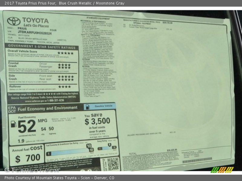Blue Crush Metallic / Moonstone Gray 2017 Toyota Prius Prius Four