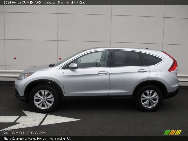 Alabaster Silver Metallic / Gray 2014 Honda CR-V EX AWD