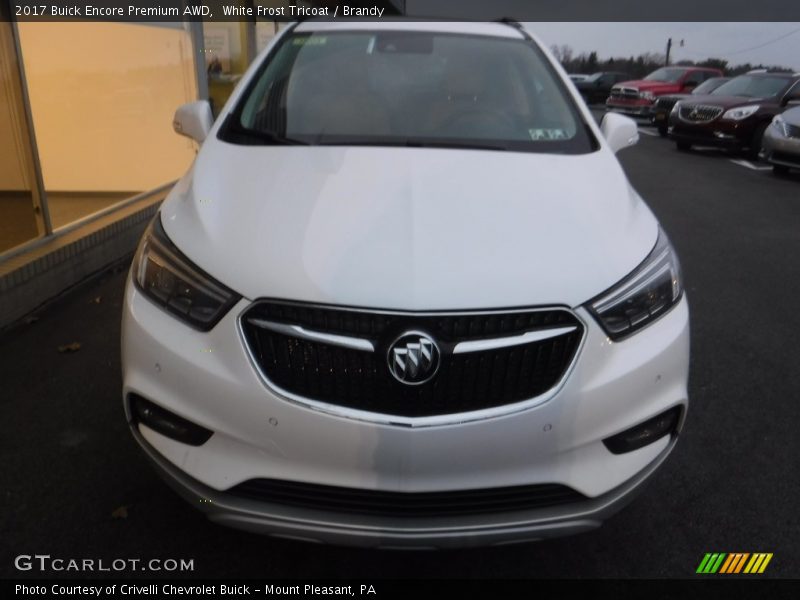 White Frost Tricoat / Brandy 2017 Buick Encore Premium AWD