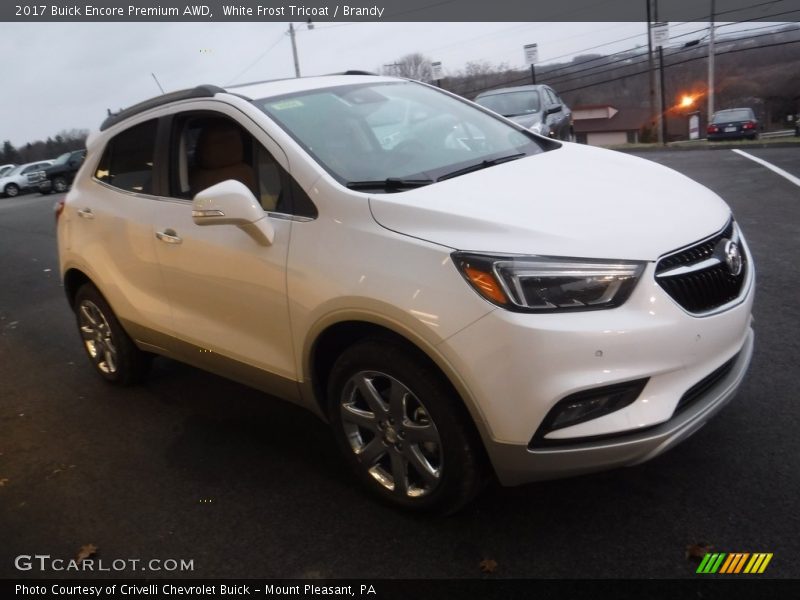 White Frost Tricoat / Brandy 2017 Buick Encore Premium AWD
